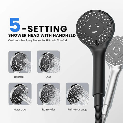 Top Shelf Matte Black Dual Shower Combo Featuring A Plush Ten Inch Rain Head And Quick Release Handheld Sprayer With Five Dynamic Mist Settings For Real Chill Bathroom Vibes