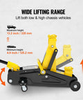 Low Profile 2 Ton Floor Jack For Cars Heavy Duty Iron Hydraulic Car Jack With Quick Lift Pump 4.9 To 13.2 Inch Lift Range Single Piston Yellow Finish
