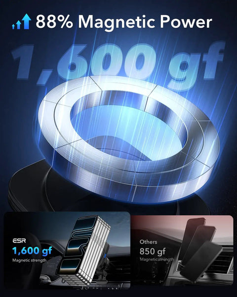 Image showing 88% magnetic power of MagSafe Car Mount Charger With 15W Wireless Charging For Air Vent Dashboard Phone Holder.