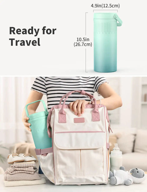 22 Oz Double Wall Insulated Stainless Steel Breast Milk Cooler Bottle For Nurses Keep It Chill Straight Up Fresher Formula Portable Travel Nursing Storage Flask in a backpack.