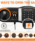 Compact Home Fireproof Safe With Programmable Keypad And Alarm Waterproof Security Box keypad and key features