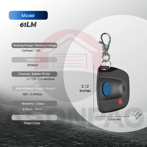 Two Remotes That Work With Your 61LM 750CB Garage Door Opener 390MHz 9 Dip Switch For 1984 To 1993 Models Durable ABS Case