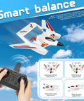 Hands holding remote control for Dope Amphibious RC Plane For Water Land And Air Remote Control Airplane with stabilization feature displayed