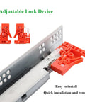 Close-up of Six Pairs 21 Inch Undermount No Slam Soft Close Drawer Slides with adjustable lock device for secure attachment.