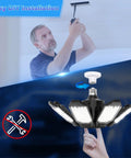 Installation of Crazy Bright 25000LM Garage Light With 8 Flexible Panels And Center Spotlight 6500K LED Bulb in socket