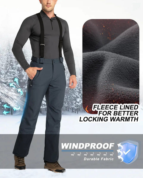 33,000ft Insulated Bibs For Men Snow Ski Pants Overalls For Winter Waterproof Windproof Snowboard Gear full view