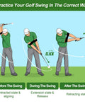 Diagram of Retractable Golf Swing Trainer With Click Sound And Posture Correction Arm Band For Right Handed Golfers
