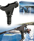 Kayak Track Rod Holder With Twist To Lock Adapter, 360 Degree Adjustable Track Adapter For Spinning And Baitcasting Reels, mounted on kayak track