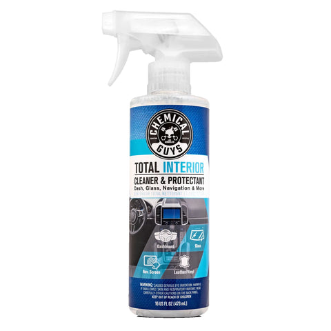 Chemical Guys Total Interior Cleaner & Protectant spray bottle, front view, 16 oz, blue label