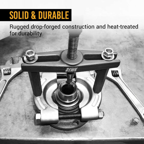 12-Piece 5-Ton Bearing Removal Tool Kit With 30-75mm Splitter And Puller Set For Wheel Hubs in use with splitters visible