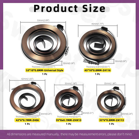 Heavy Duty Drill Press Return Springs Assortment Kit With Five Practical Sizes For Bench Drills And Shop Rigs Top Shelf Spring Steel quill feed springs in various sizes.