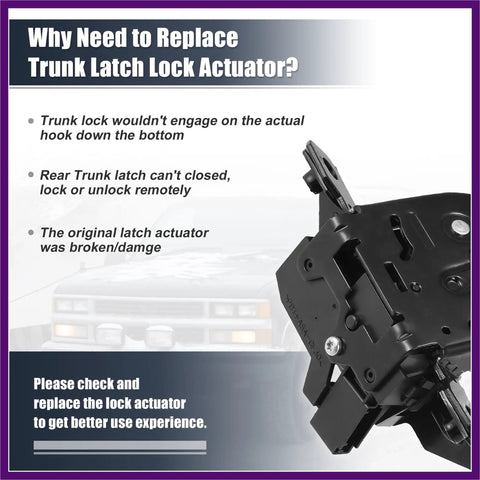 Heavy Duty Rear Liftgate Tailgate Lock Actuator Trunk Latch Motor Replacement For Chevy Tahoe Trax Yukon Xl Buick Encore 2015 2019 close-up view showing components.