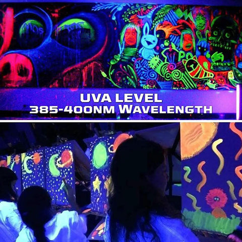 6 Pack LED Black Light Bulbs 6W E12 Candle Socket Neon Glow 385-400 Nanometer Range for paintings and neon art