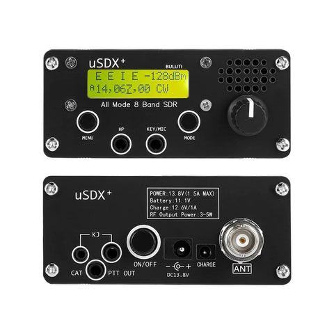 Front and back view of 8 Band Shortwave Radio Transceiver With LCD Display, Portable HF SSB SDR QRP Ham Radio For Amateur Operators