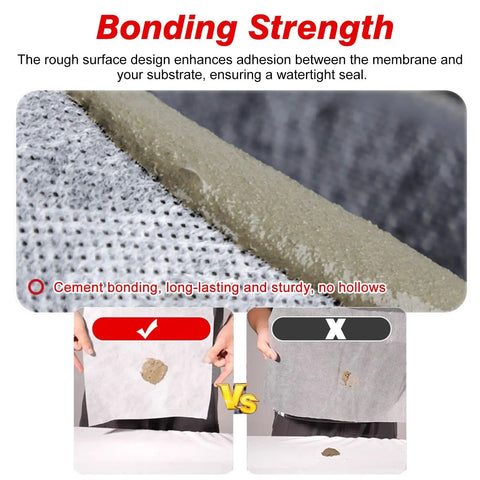 Close-up of Professional Grade Waterproof Sheet For Floor Underlayment And Foundation Sealing demonstrating rough surface for adhesion.