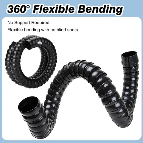 Heavy Duty Flexible Duct Collector Arm With No Fuss Exhaust Hood And Long Air Extractor For Lab Fume Smoke Removal slick black hose