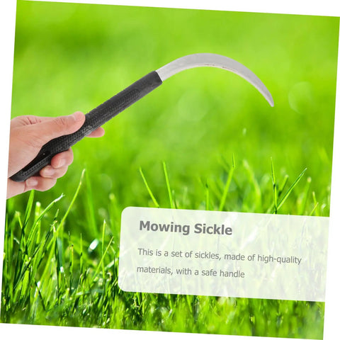 5 Piece Black Gardening Mowing Sickles Set With Ergonomic Non Slip Handles For Easy Weeding And Harvesting Garden Work