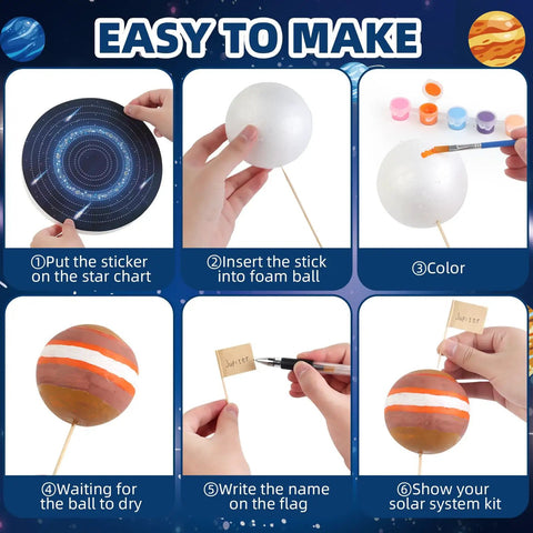 Steps to use Hands On Solar System Project Kit For Kids Ages 3 To 5 With Foam Planets And Foam Balls Sun Stars