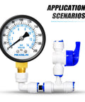 Well Pump Pressure Gauge 0-200 Psi, One Quarter Inch NPT, 2 Inch Dial Face, Back Mount for Air Compressor Regulator and Water Filter
