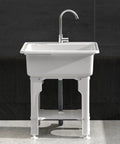 Freestanding Plastic Laundry Sink With Detachable Washboard For Indoor And Outdoor Use 25.4 Inch Wide By 22 Inch Deep