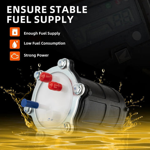 Plug And Play Fuel Pump Replacement For Honda ATV Rancher 420 Foreman 500 TRX420 TRX500 TRX700XX 2007 2014 16700-HP5-602 Direct Fit With Premium O Rings And Filter For Easy Install, showing black cylindrical design with red and blue caps