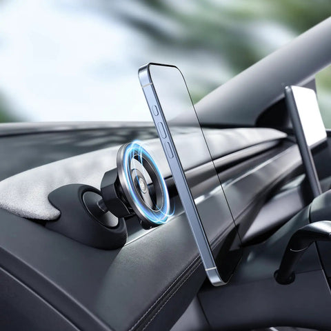 Magnetic Phone Mount For Tesla Model Y Juniper 2024 To 2026 And Model 3 Highland Hidden Dashboard Design 360 Degree Rotatable Car Holder