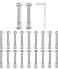 Sturdy M6 X 50MM Hex Socket Cap Bolts Paired With M6 Flange Nuts And M4 Key Wrench For Furniture Connectors Countersunk Silver set.