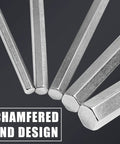 Close-up of chamfered end design on hex keys from 2.5mm Hex Key Wrench Set With 20 L Shaped Allen Keys For Bike And Furniture Repair