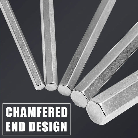 Close-up of chamfered end design on hex keys from 2.5mm Hex Key Wrench Set With 20 L Shaped Allen Keys For Bike And Furniture Repair