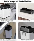 No Sweat Automatic Portafilter Cleaner And Knock Box For 58mm Espresso Filter Holders shown in four installation options.