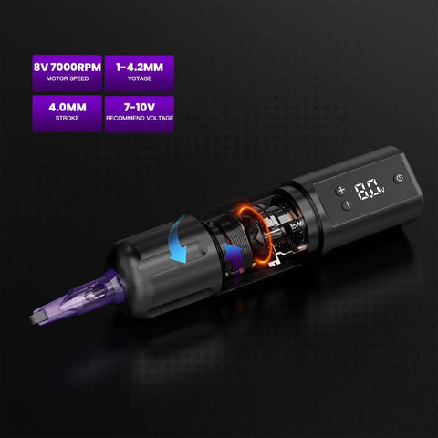 Wireless Tattoo Kit For Beginners All In One Rotary Pen Tattoo Gun Set With Cartridges Ink 1800mAh Battery Practice Gear