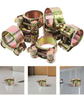Get Heavy Duty Adjustable T-Bolt Hose Clamps For A Sweet Finish On Your Ride Or Rig With 10 Piece Kit Featuring Thickened Zinc Plated Iron And Stainless Steel Construction Built To Resist Rust And Wear Like A Champ. 10-piece zinc-plated steel T-bolt hose clamps on white background