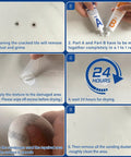 White Porcelain Repair Kit For High Gloss Sinks Tiles And Tubs Quick Chip Crack Hole Fix application steps.