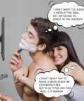 Heated Fog-Free LED Shower Mirror With 3 Dimmable Lights, 360 Degree Adjustable, showing couple using the mirror in shower