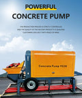 Field Ready Mini Concrete Pump Machine With Portable Hydraulic Setup And Plug And Play Vibrating Screen Filter For No Headache High Pressure Grouting On Any Real Deal Build Site, side view of yellow concrete pump YG30 on site.
