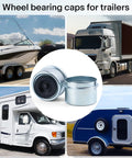2-pack trailer bearing dust caps, 1.98-inch chrome hub grease caps with two rubber plugs