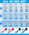 Grab This 105PC Grease Fittings Kit With Metric And Sae Zerks For All Your Daily Maintenance Chores It Includes M6 M8 M10 And Threads To Keep Your Gear Lubed And Running Smooth Like New Without Any Hiccups. 105-piece zinc-plated grease zerk assortment, straight 45° 90° fittings