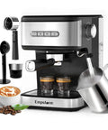 Kick Your Daily Coffee Grind Up With This Pro Stainless Steel Espresso Machine Slingin Bold Shots At 20 Bar Pressure For Rich Crema And Creamy Cappuccinos Using A Smart Dual Filter Setup.  Features two espresso shots and a milk frother.