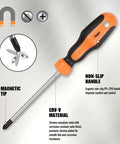 Magnetic Screwdriver Set 13 Pieces With 6 Phillips And 6 Flat Head Bits Chrome Vanadium Steel Pro Grade Durable Ergonomic Non Slip Handles Includes Magnetizer Demagnetizer Tool For Quick Assembly And DIY Projects ergonomic handle with magnetic tip