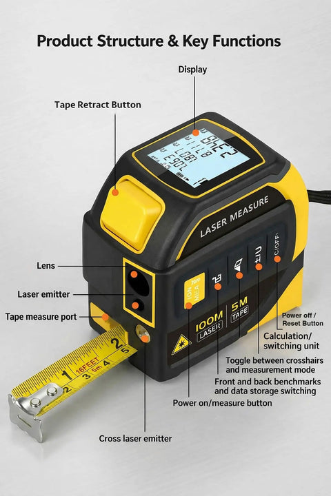 4In1 Digital Measuring Tool With 328Ft Laser Distance Tracker And 16Ft AutoLock Tapeline For Interior Work That Delivers No Sweat Precision And Helps You Conquer Room Buildouts And Garage Layouts Like A Pro