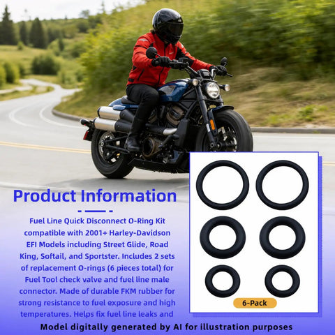 Fuel Line Quick Disconnect O Ring Kit For 2001 And Newer EFI Motorcycles, Complete Set With Fuel Tool Check Valve O Rings