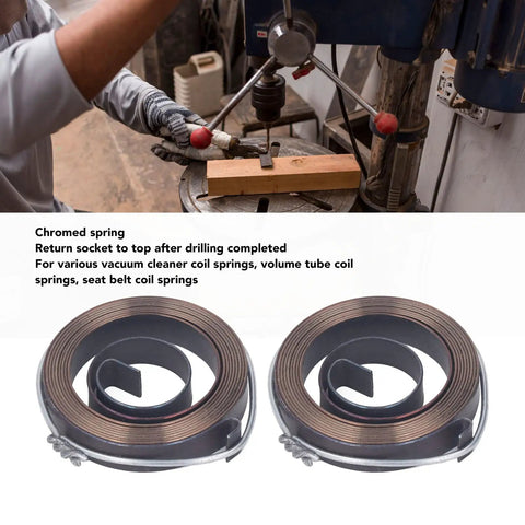 Two Piece Drill Press Quill Spring Set No Fuss Replacement Metal Recoil Return Spring For Bench Drills displayed with machine setup