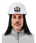 Man wearing 2 Layer Thermal Hard Hat Winter Liner with Flame Resistant Outer Shell and FR Lining in black, front view