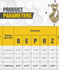Product parameters of Three Eighths Inch Clevis Grab Hooks Four Pack Heavy Duty Chain Hooks for Three Eighths Inch Grade 70 Chain
