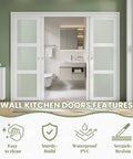 Sliding Closet Door 112x80 Inches Bypass Frosted Glass 3 Lite With Hardware Kit Included Preassembled MDF With PVC Panels White