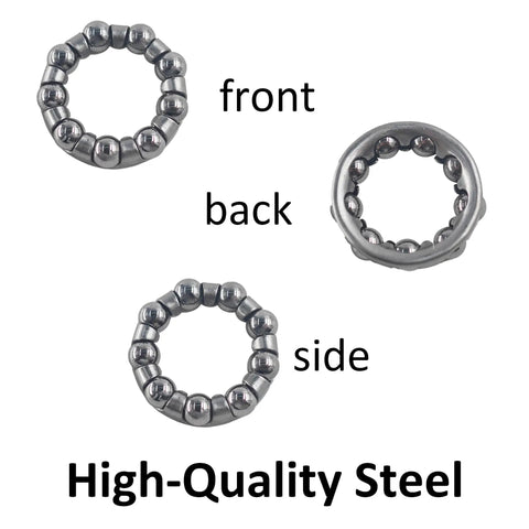 Four Piece Bike Ball Bearing Retainer Set One Quarter Inch Outer 29mm Inner 18mm Ball 6.35mm showing front, back, side views