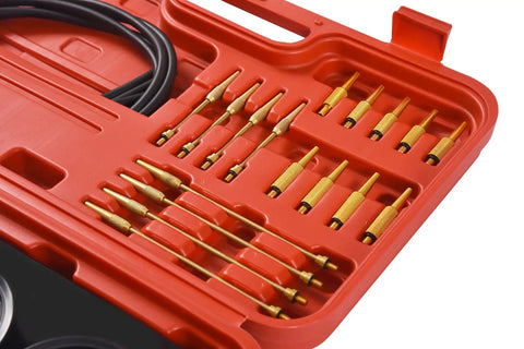 Carburetor Vacuum Synchronizer Gauge Set For Motorcycles And 2 To 4 Carb Systems, 4-gauge sync tool kit in red case with brass adapters