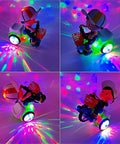 Electric Ride On Tricycle Toy For Baby And Toddler With Music And Luminous Lights For Stunt Performance Cartoon Motorcycle Vehicle Kiddo Friendly Gift For Boys Birthday, 360-spin view