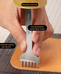 Using a 2nd generation white steel chisel from Leather Hole Punch Tool Set With Pricking Iron And Diamond Stitching Chisel on leather