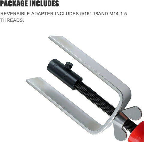 Steering Wheel Lock Plate Removal Tool for Depressing and Removing Lock Plate Snap Rings, showing reversible adapter threads.